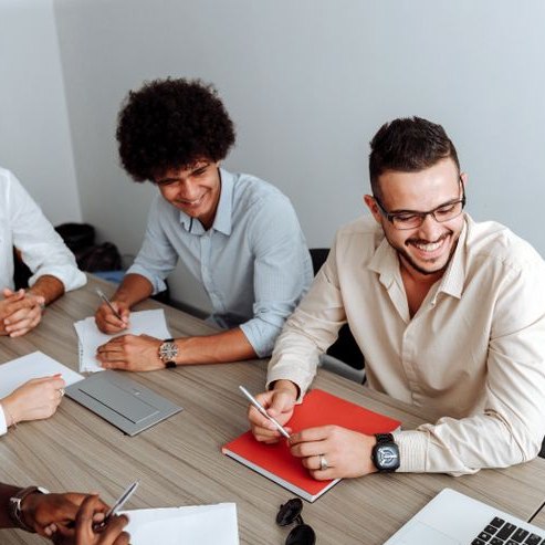 A group of diverse professionals collaborating